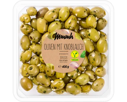 Mmmh Grüne Oliven mit Knoblauch