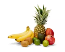 Multibag oder Tragtasche füllen mit Ananas extrasüss, Mango, Avocado, Kiwi grün, Limette, Banane, Granatapfel (exkl. Bio,...