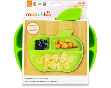 Munchkin Kinder-Teller Apfel rot grün gelb ab 6+ Monate 3 Stück