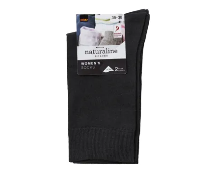 Naturaline Damen Socken Glatt Duo Schwarz 35 - 38