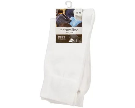 Naturaline Herren Socken Glatt Duo Weiss 43 - 45