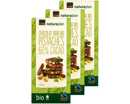 Naturaplan Bio chocolat noir pistache 3x150g
