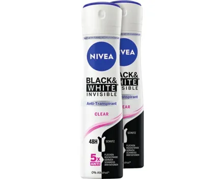 Nivea Aero Black & White Invisible Clear 2 x 150 ml