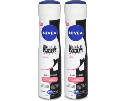 Nivea Black & White Invisible Clear Deo Spray Female 150ml 2x 150ml