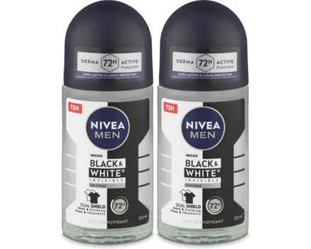 Nivea Black & White Invisible Original Deo Roll-on Male 2x 50ml