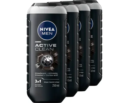 Nivea Duschgel Men Active Clean 4 x 250 ml
