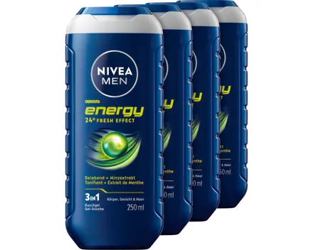 Nivea Duschgel Men Energy 4 x 250 ml