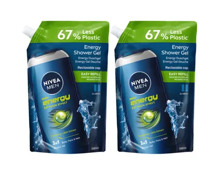 Nivea Men Pflegedusche Energy Refill 2x 500ml
