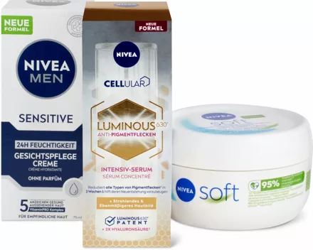 Nivea-, Nivea Men- und Baby-Gesichtspflege-Sortiment