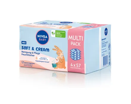 Nivea Soft & Cream Feuchttücher Quattro 228 Stück