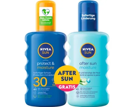 Nivea Sun Protect & Moisture Sonnenspray LSF 30 200 ml + After Sun Moisture Spray 200 ml