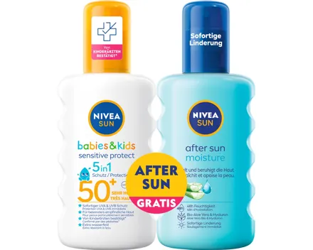 Nivea Sun Sonnenmilch Babies & Kids Sensitive Protect LSF 50+ 200 ml + After Sun 200 ml