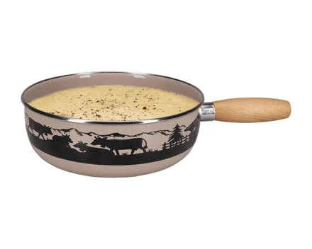 Nouvel Käsefondue-Caquelon Emaille «Alpkühe»
