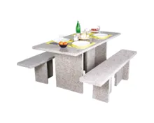 NOUVEL Rechteckiger Granittisch mit Sitzbank "Morcote", 160 x 75 cm