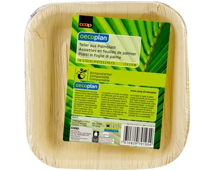 Oecoplan Palmblatt Teller 17cm quadratisch 10 Stück