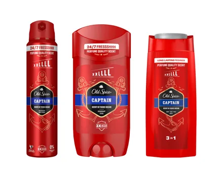 Old Spice Deo-Spray/-Stick, Duschgel 3in1