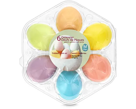 Ostereier Pastell Freiland Import 6 Stück 53g+