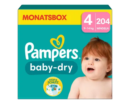 Pampers Baby-Dry Grösse 4 Monatsbox 204 Windeln