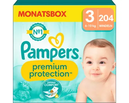 Pampers Premium Protection Grösse 3 Monatsbox 204 Windeln