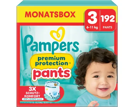 Pampers Premium Protection Pants Grösse 3 Monatsbox 192 Windeln