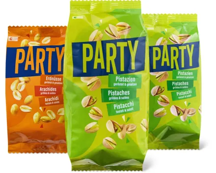 Party-Pistazien und -Erdnüsse
