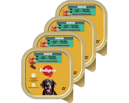 Pedigree Senior Hundefutter Kalb & Geflügel 4x 300g