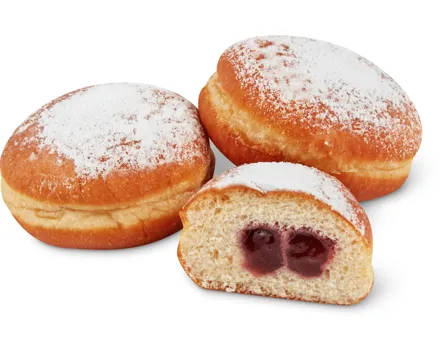 Petit Bonheur Berliner mit Himbeer-Johannisbeer-Füllung