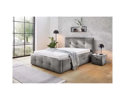 Polsterbett Tivoli Stoff Chenille, ohne Lattenroste, ohne Bettinhalt 140 x 200, grau