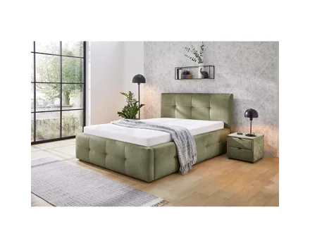 Polsterbett Tivoli Stoff Chenille, ohne Lattenroste, ohne Bettinhalt 140 x 200, grün