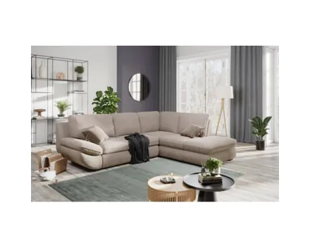 Polstergarnitur Corsica Stoff beige, Ottomane rechts
