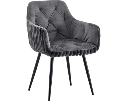 Polsterstuhl Fluffy Samt/Cord dunkelgrau