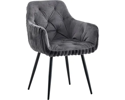 Polsterstuhl Fluffy Samt/Cord dunkelgrau