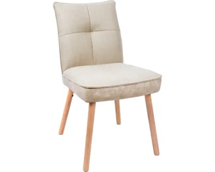 Polsterstuhl Lukas Kunstlederoptik/Stoff beige, Gestell Eiche massiv