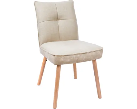 Polsterstuhl Lukas Kunstlederoptik/Stoff beige, Gestell Eiche massiv