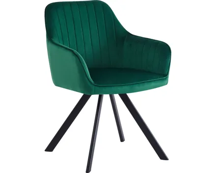 Polsterstuhl Mara Samt-Optik dunkelgrün, drehbar