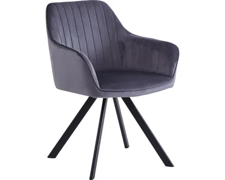 Polsterstuhl Mara Samt-Optik grau, drehbar