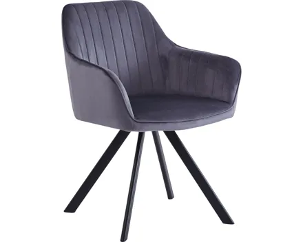 Polsterstuhl Mara Samt-Optik grau, drehbar