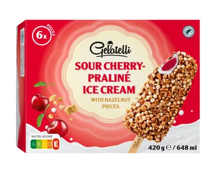 Praliniertes Glace am Stiel