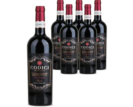 Puglia IGT Primitivo Masserie Codici 6x 75cl (2025) – Rotwein, Italien (0.75l)