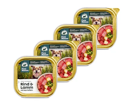 Pure Nature Hundefutter Adult Rind & Lamm 4x 150g