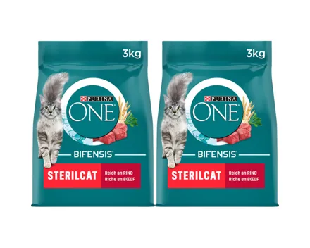 Purina ONE Trocken-Katzenfutter Sterilcat Rind & Weizen 2x 3000g