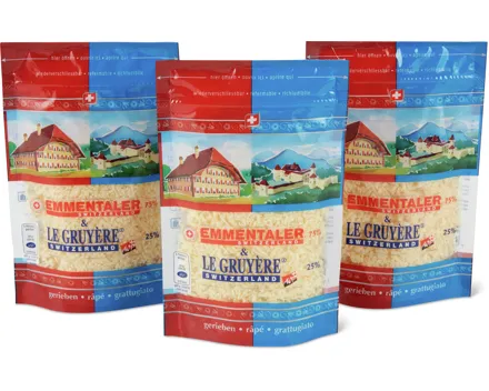 Reibkäse Emmentaler & Le Gruyère, AOP, 3er-Pack