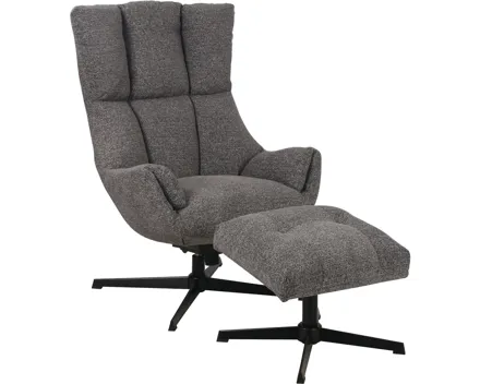 Relaxsessel Pali mit Hocker Stoff grau