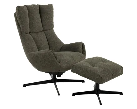 Relaxsessel Pali mit Hocker Stoff grün