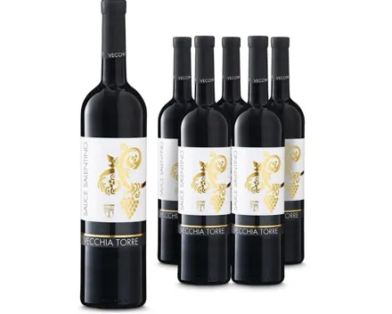 Salice Salentino DOP Rosso Vecchia Torre 6x 75cl (2019) – Rotwein, Italien (0.75l)