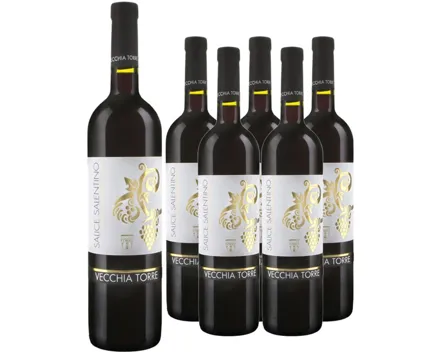 Salice Salentino DOP Rosso Vecchia Torre 6x 75cl (2021) – Rotwein, Italien (0.75l)
