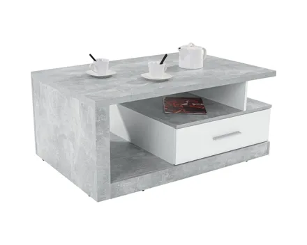 Salontisch Iguan Dekor Beton-Optik 110 x 45 x 67 cm Beton-Optik / weiss