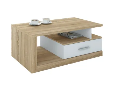 Salontisch Iguan Dekor Beton-Optik 110 x 45 x 67 cm Eiche Sonoma / weiss