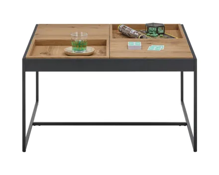 Salontisch Larkana Einsätze Eiche furniert 83 x 45 x 83 cm