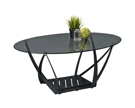 Salontisch Mona oval Glas grau 100 x 40 x 60 cm